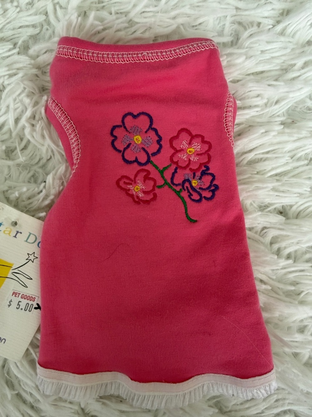 All Star Dogs Pink Floral Lace Trim Puppy Dress Extra Tiny